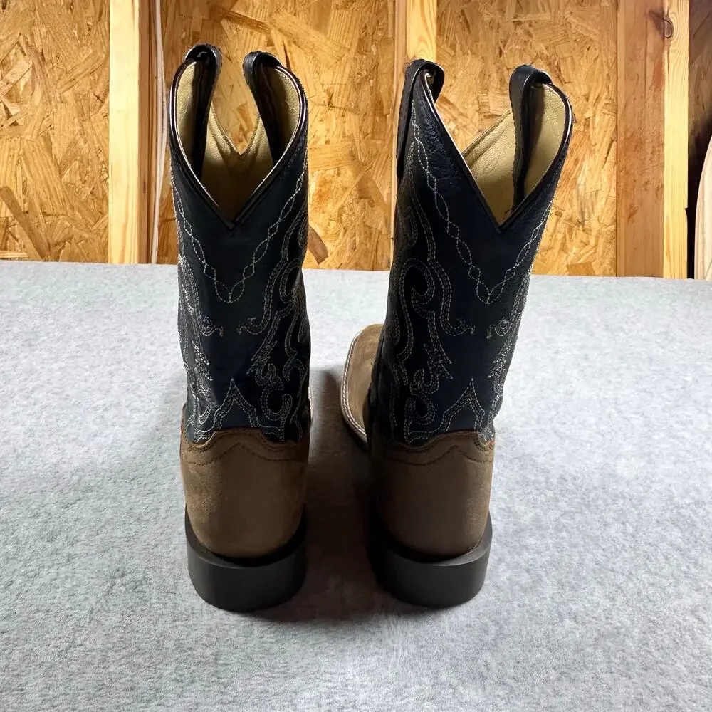 Smoky Mountain Youth Antique Brown/Blue Wide Square Toe Cowboy Boots NWT